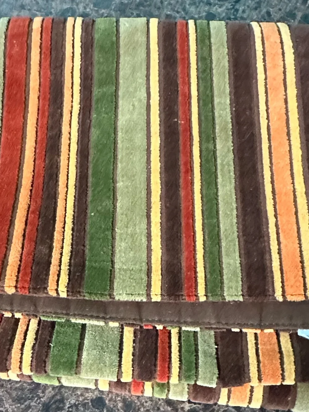 Striped Velour table Runner in Earth Tones